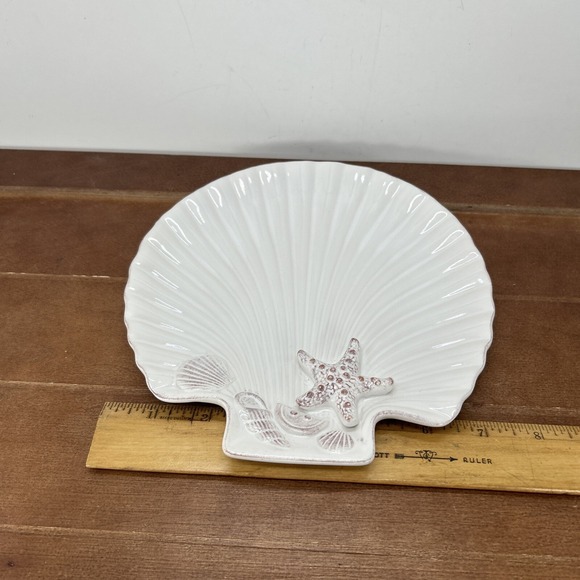 Coastal Home‎ Cape Coral Sea Shell Shape Nautical 7.5" Trinket Dish Plate - Picture 4 of 4
